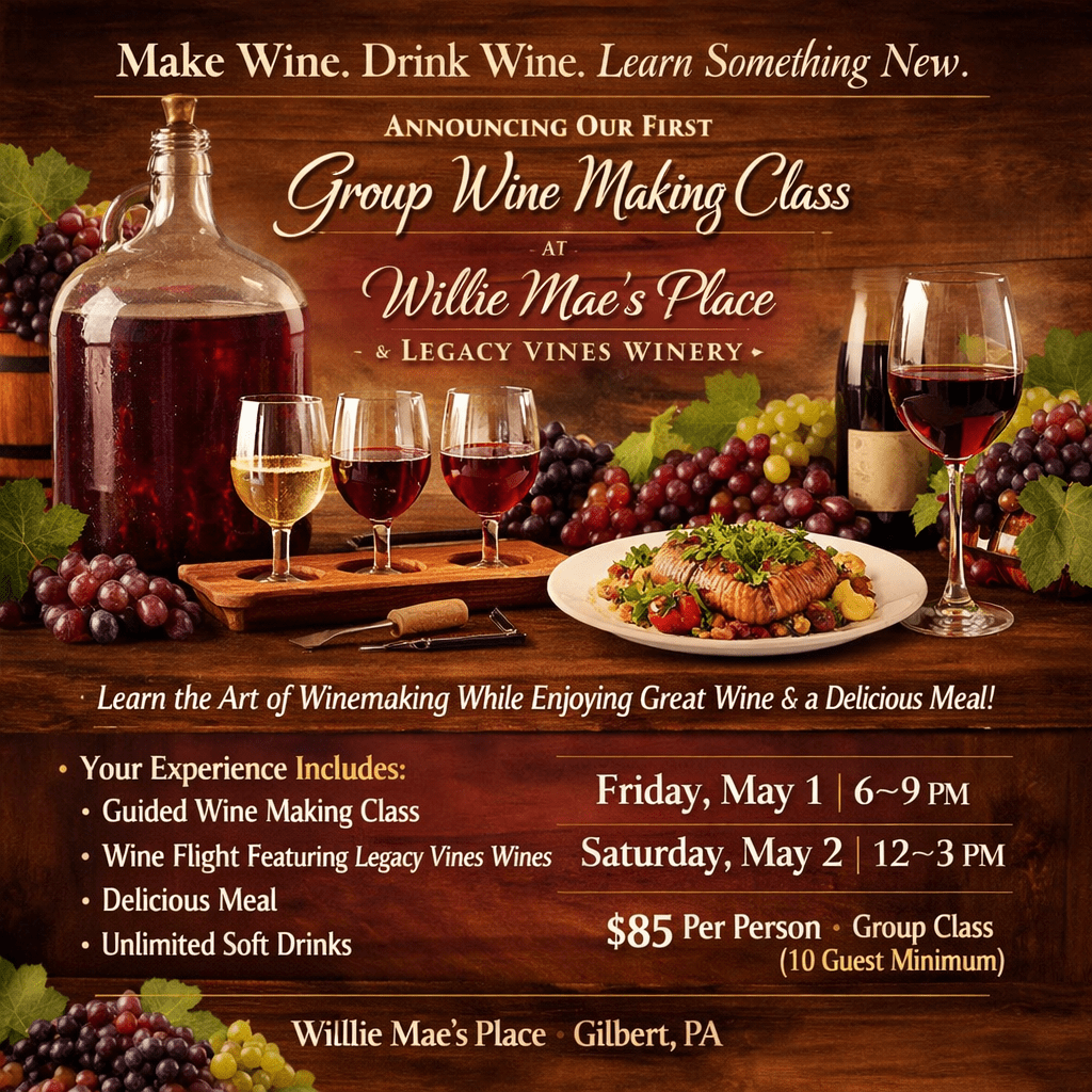 Group Wine-Making Class with meal and wine-tasting